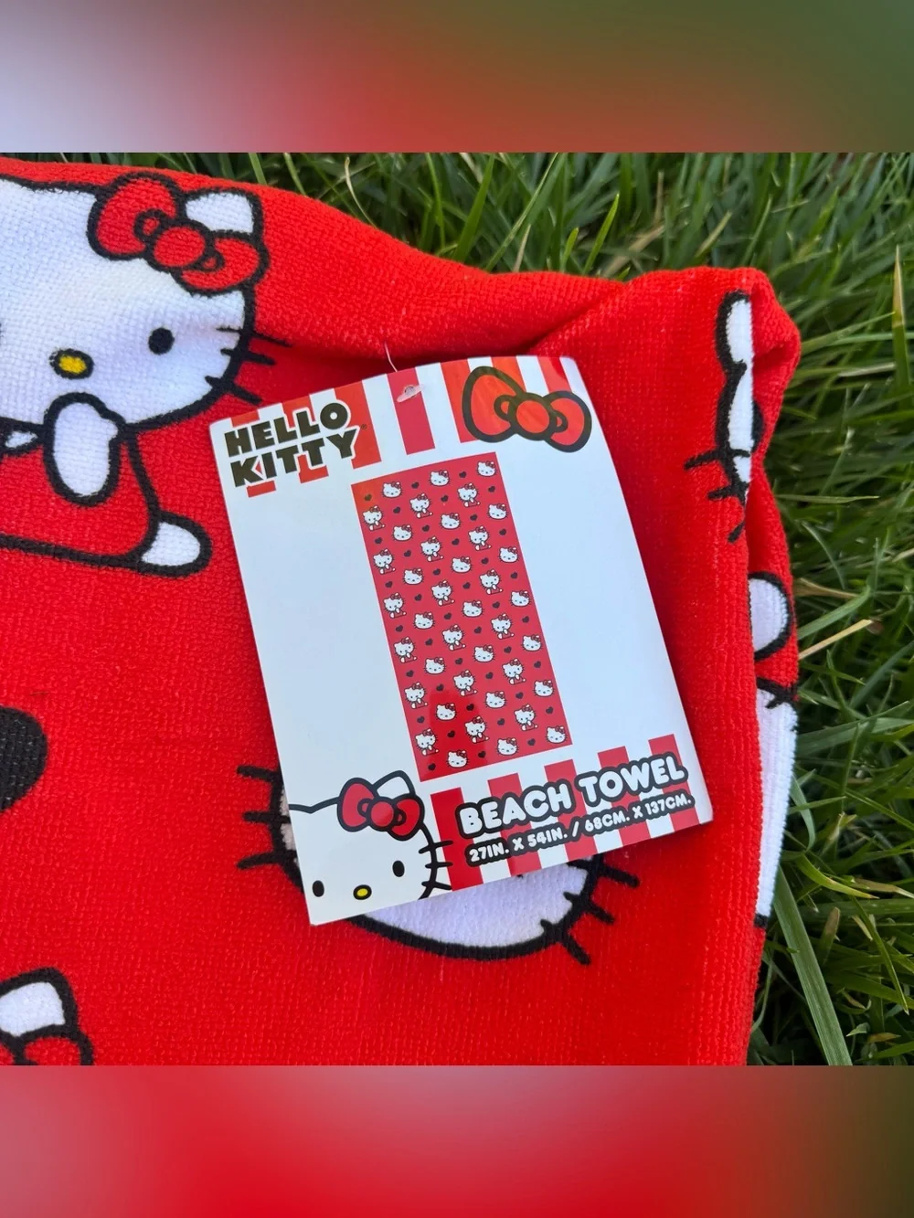 Sanrio Hello Kitty Red Kawaii Microfiber Bath Summer Beach Towel 27X54 Inches